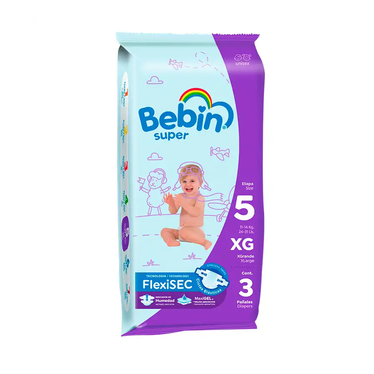 Pañal Bebin Súper Extra Grande 3 Pz