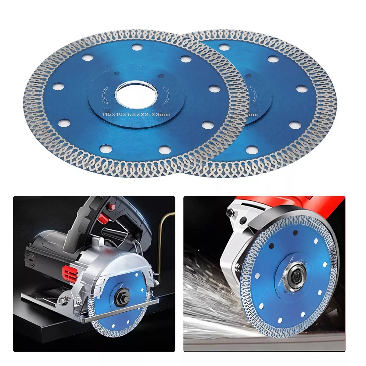 Par 4.5 Pulgadas De Disco Para Cortar Ceramica Y Azulejos 2 Pcs Color Azul