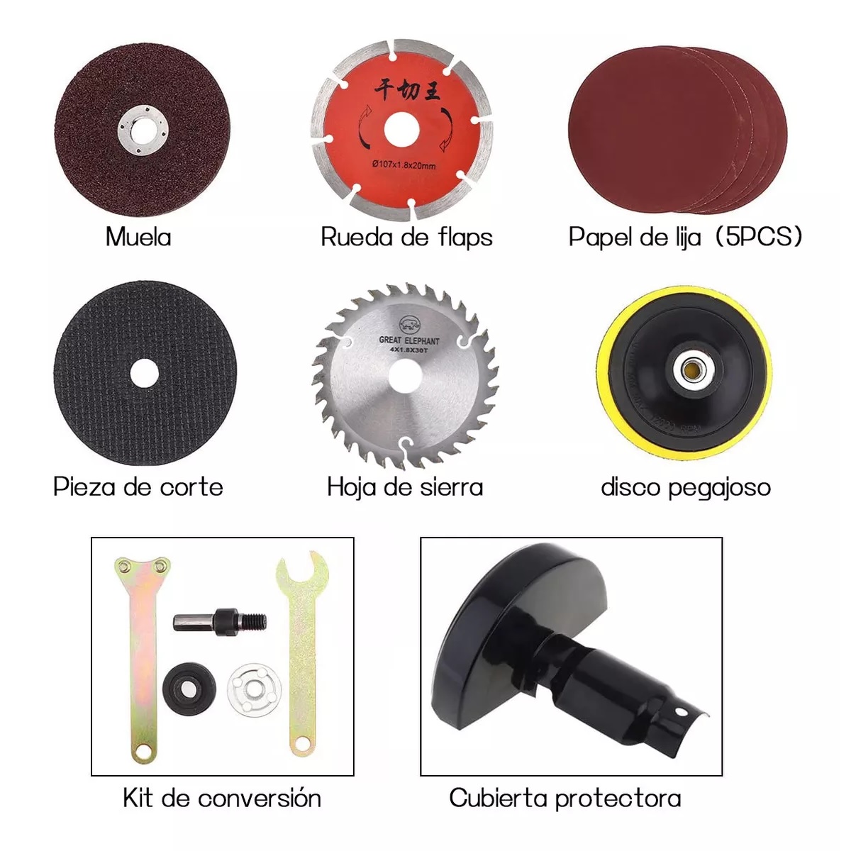 Kit  Accesorios Para Taladro Esmeriladora Pulidora Cortadora Discos 21 Pzs