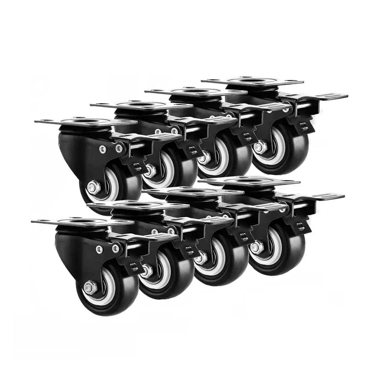 Kit 8 Ruedas Para Muebles Giratoria Rodaja Con Freno De 2in