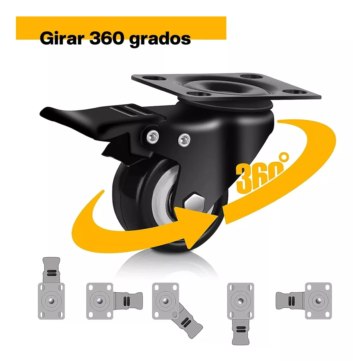 Kit 8 Ruedas Para Muebles Giratoria Rodaja Con Freno De 2in