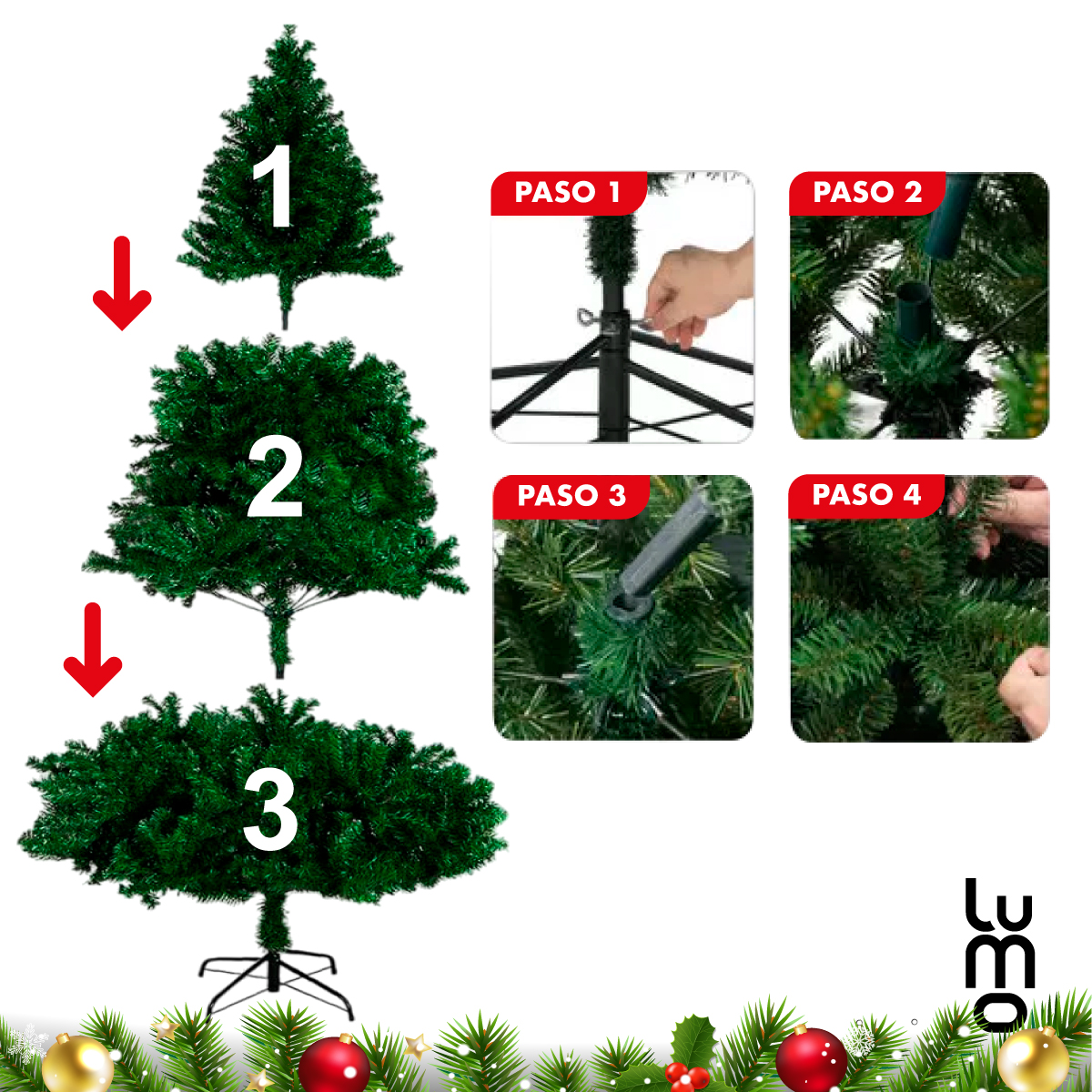 Arbol Pino De Navidad Artificial 1.80 Metros Frondoso Verde