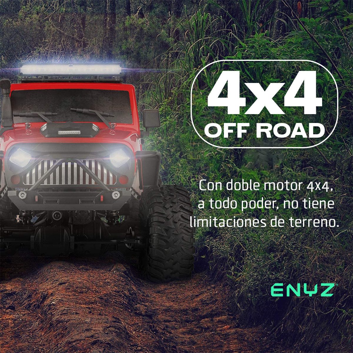 Camioneta Rc Carro A Control Remoto 4x4 15km/h Todo Terreno Off Road Jeep Buggy Razer Rc 104311 rojo militar 1:10 Wltech