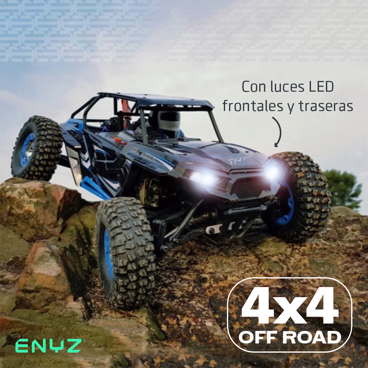 Carro A Control Remoto Carro 4x4 Jeep Buggy Razer Rc Wltech 12428-b - 50 Km/h - 4x4 Color Negro/Azul