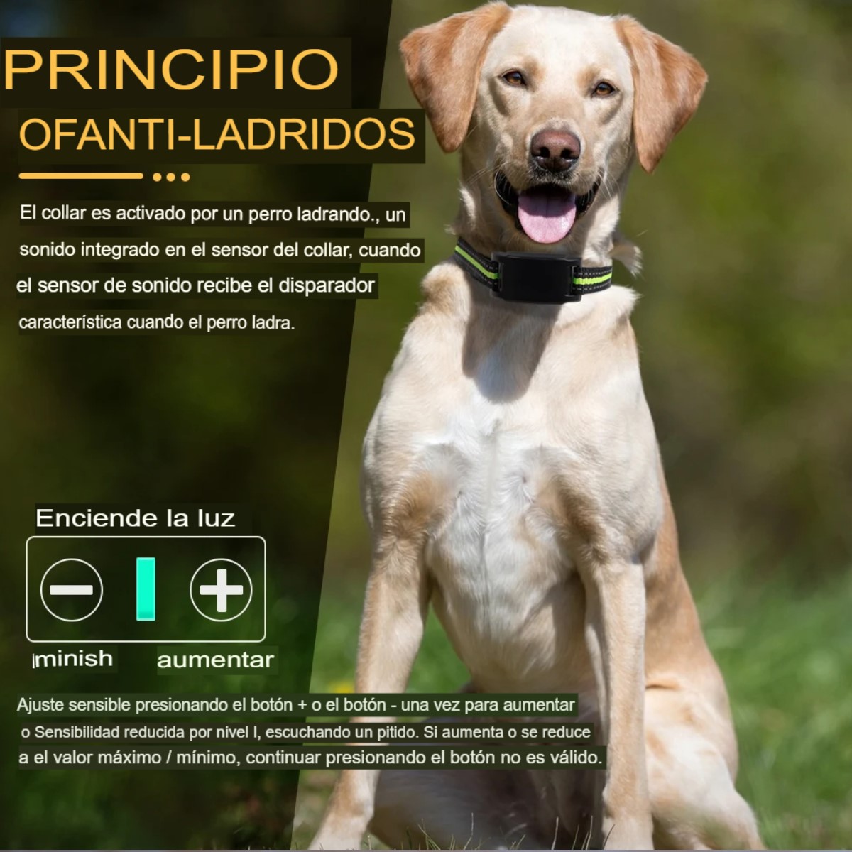 Collares entrenamiento verde led perros anti ladridos automático recargable USB seguridad casa