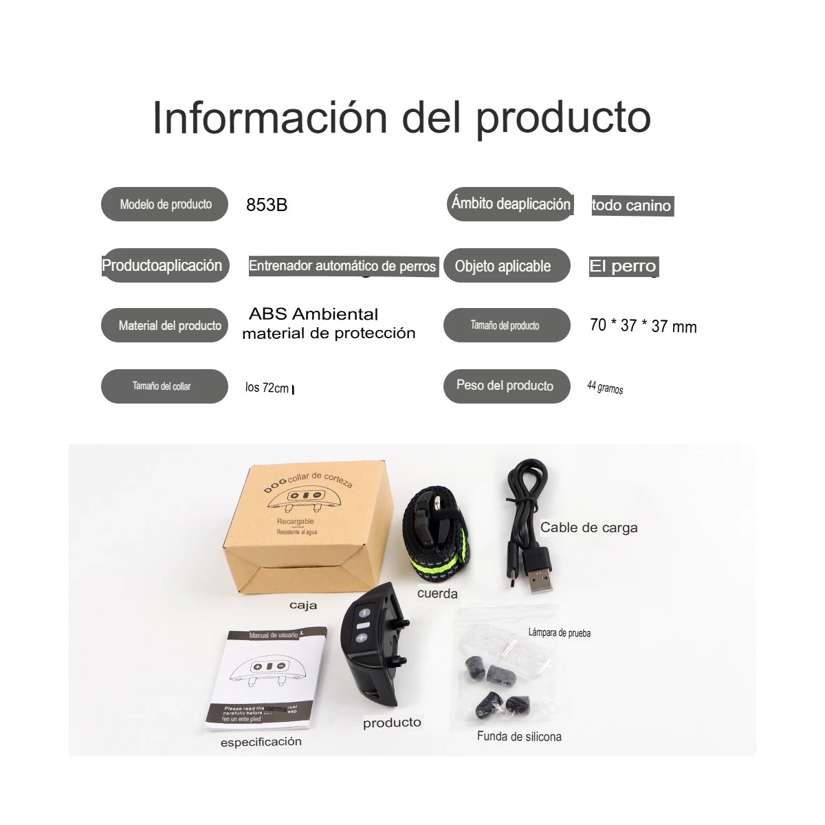 Collares entrenamiento verde led perros anti ladridos automático recargable USB seguridad casa