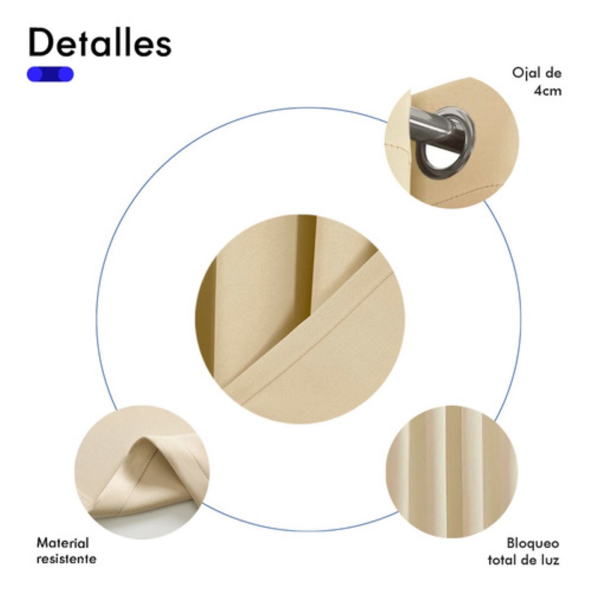 Cortinas Plus Aislamiento Térmico 2 Paneles 215 X 135 Cm Color Beige
