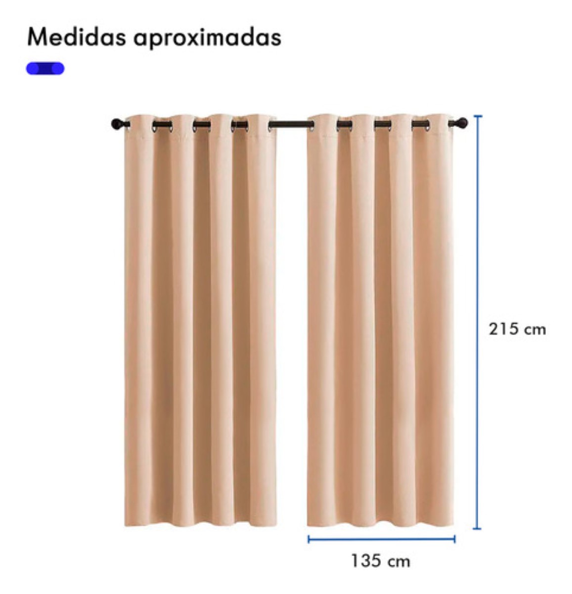 Cortinas Plus Aislamiento Térmico 2 Paneles 215 X 135 Cm Color Beige