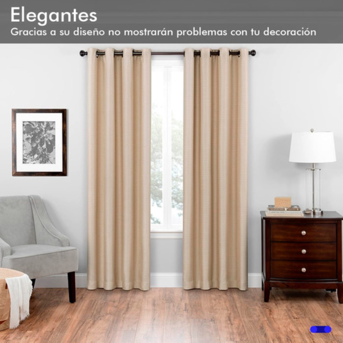 Cortinas Plus Aislamiento Térmico 2 Paneles 215 X 135 Cm Color Beige