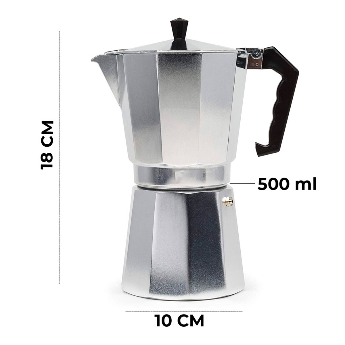 Cafetera Italiana Aluminio Manual Plateada 500ml Prensa Cafe