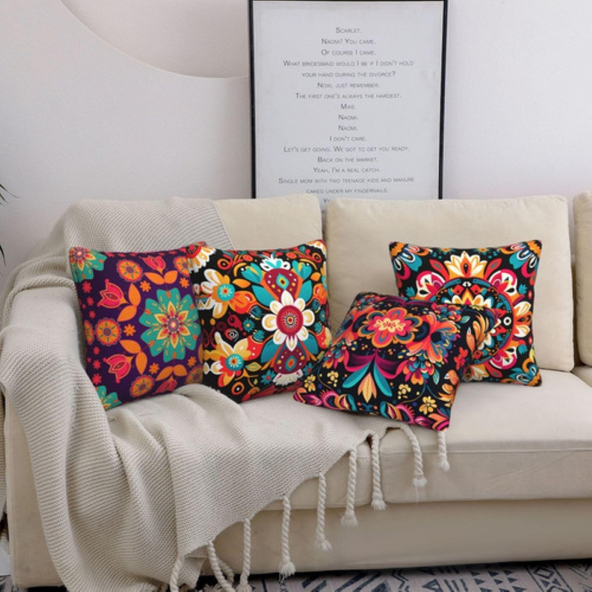 4 Fundas Para Cojines Decoración 45x45 cm Mexicano Floral