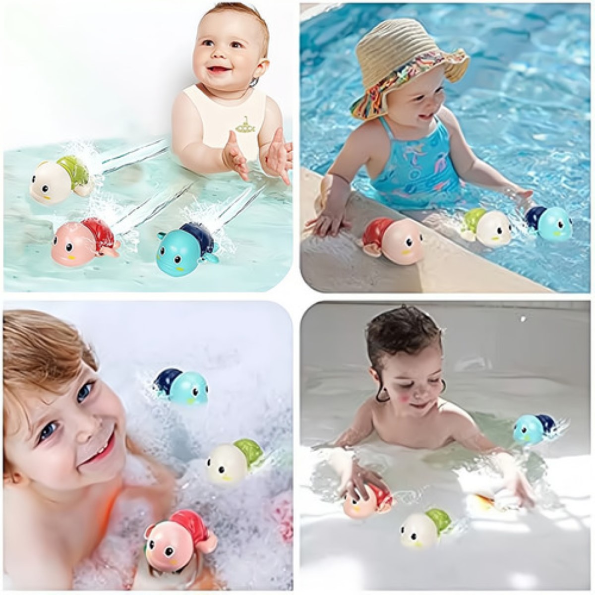 Juguetes Baño Para Bebé+gorro Ducha Ajustable 8 pz