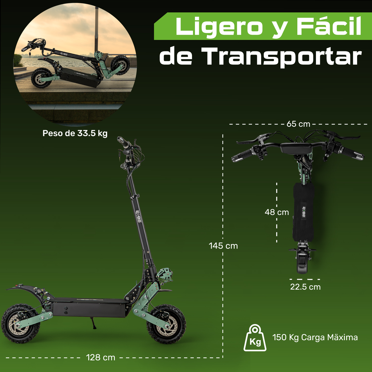 Scooter Electrico Plegable Premium 75 Km/h Full Luz Led