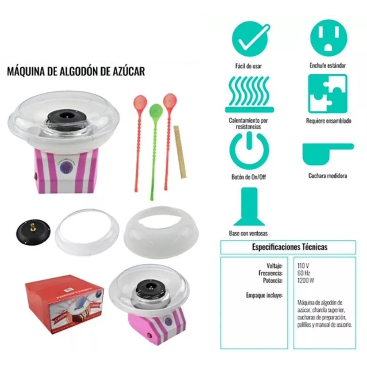 Maquina De Algodón De Azúcar Bonito Diseño Uso Sencillo
