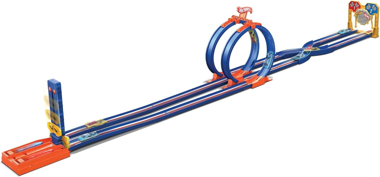 Pista Mattel Hot Wheels Wild Drive Drag Race Juego Pista Choques