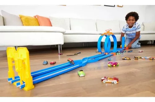 Pista Mattel Hot Wheels Wild Drive Drag Race Juego Pista Choques