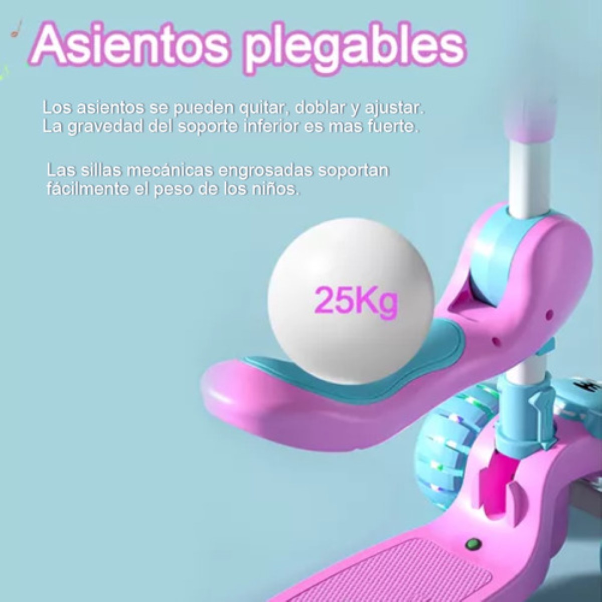 Patín Del Diablo Scooter Para Niños 3 Ruedas Con Luces Rosa Azul