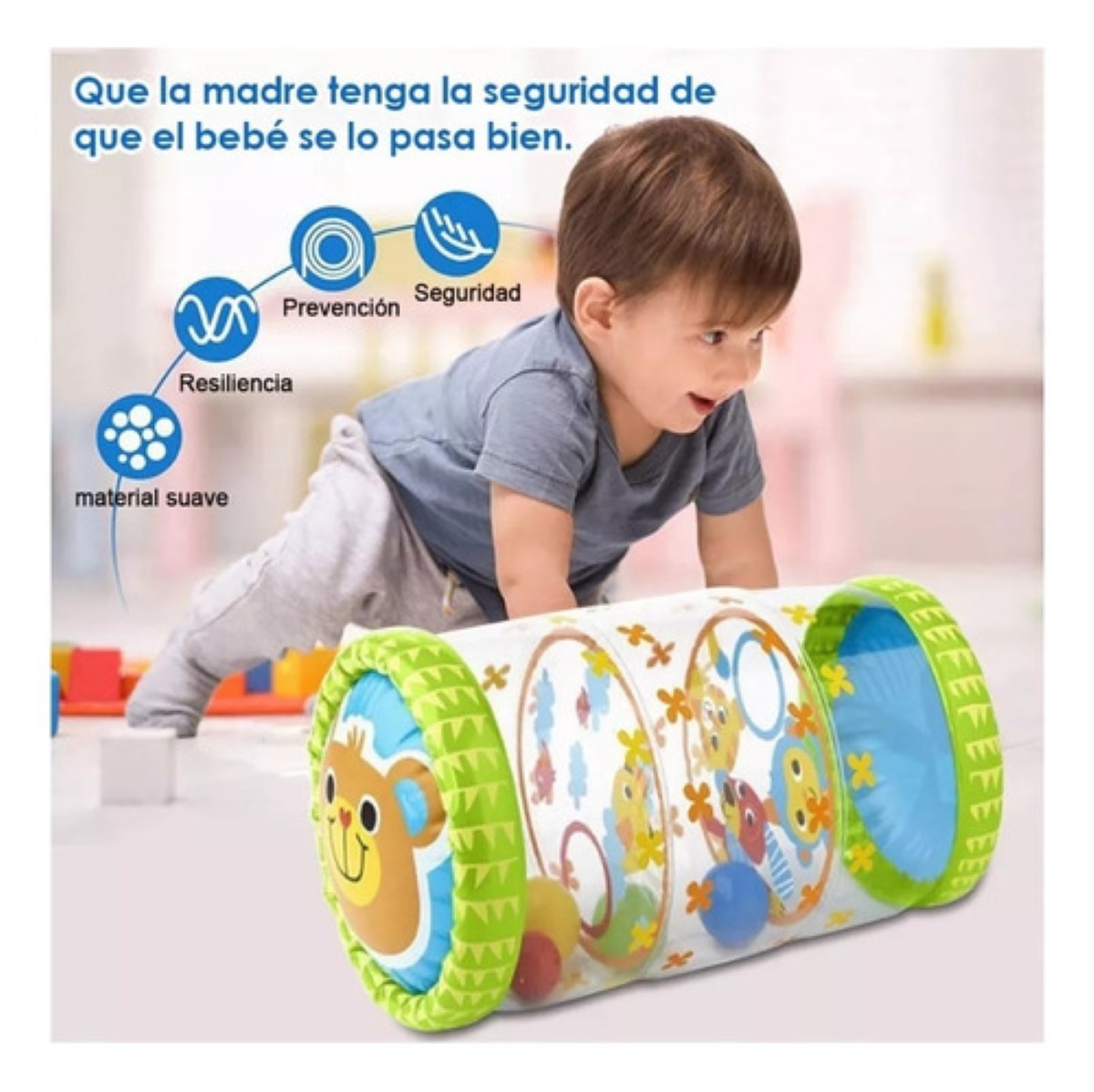 Cilindro Inflable Para Bebé Estimulación de Gateo Verde