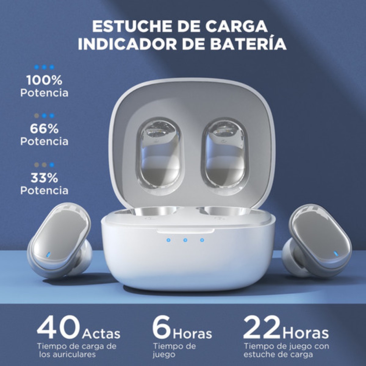 Audífonos Htc Inalámbricos Bluetooth 5.3 Grises Color Plateado