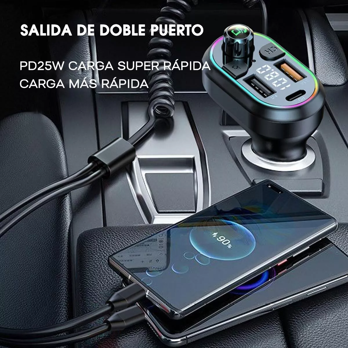 Transmisor Bluetooth Fm Para Auto Bluetooth 5.0 Manos Libres