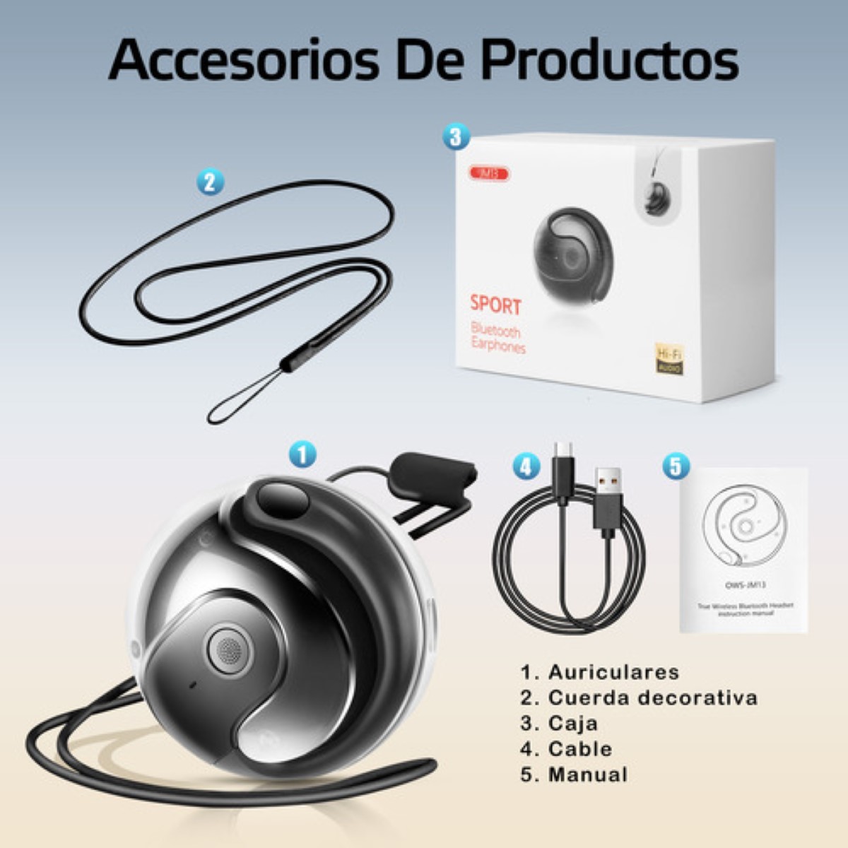 Audífonos In-ear Inalámbricos Deportivos Auricula Bluetooth Negro