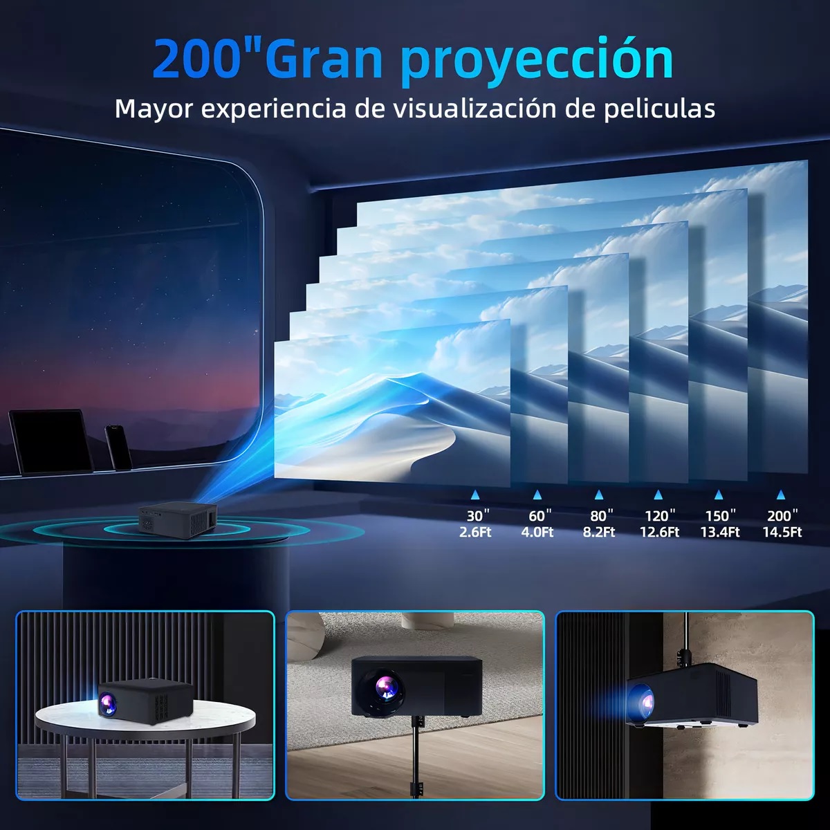 Mini Proyectores Portatil Wifi Para Celular Led Hd 4k Cañon 110v/240v