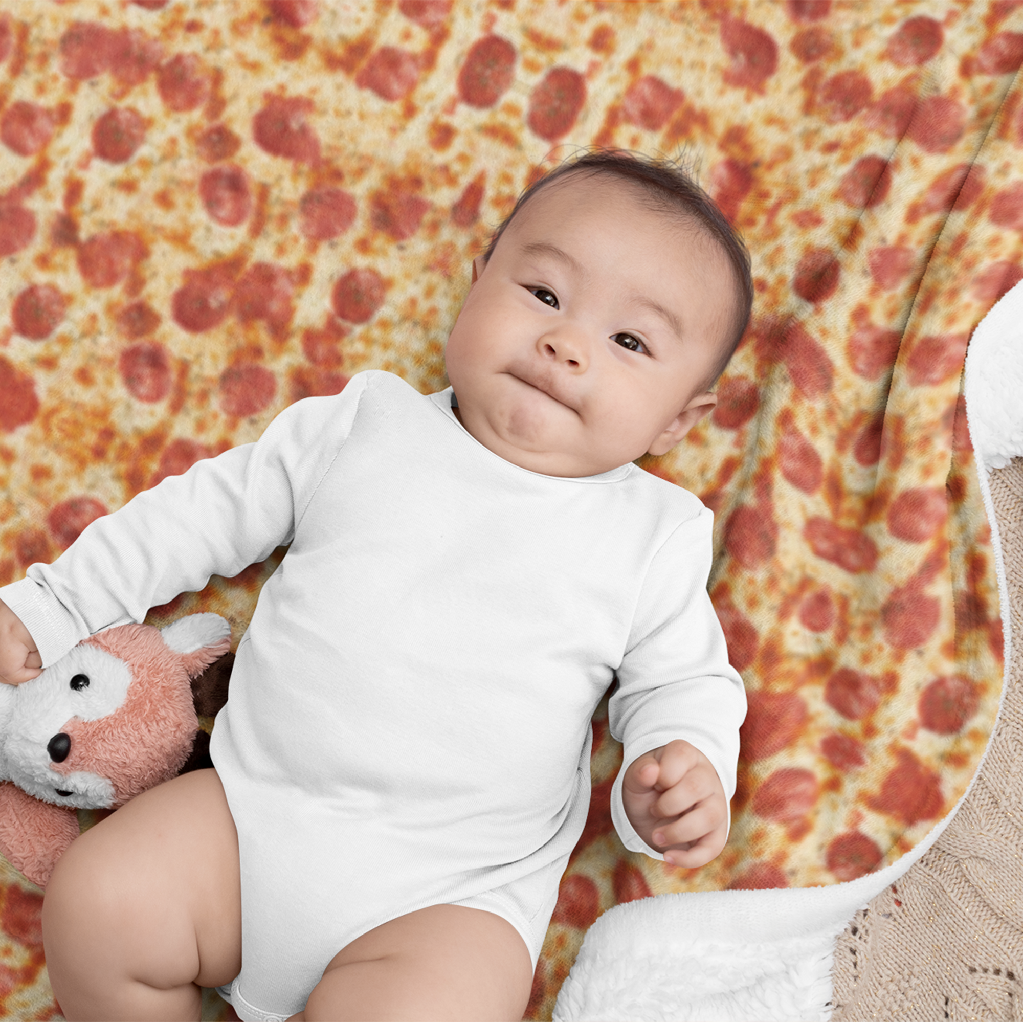 Cobija Manta Frazada Redonda Para Bebé Diseño de Pizza de Peperonni Ultra Suave y Ligera