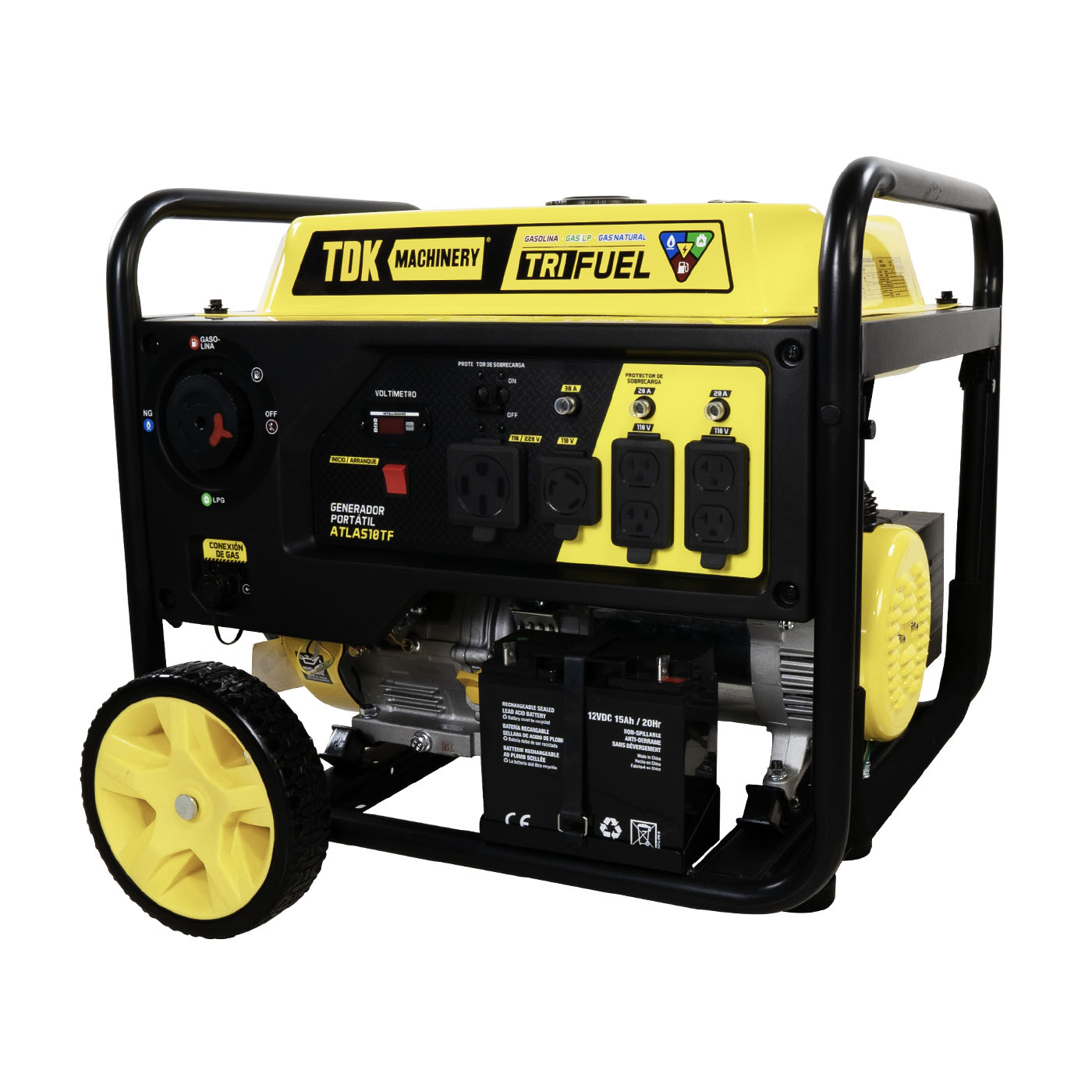 Generador Profesional 3 en 1 Gasolina/Gas Lp/Gas Natural TDK Machinery 10KW 110v/220v - ATLAS10TF
