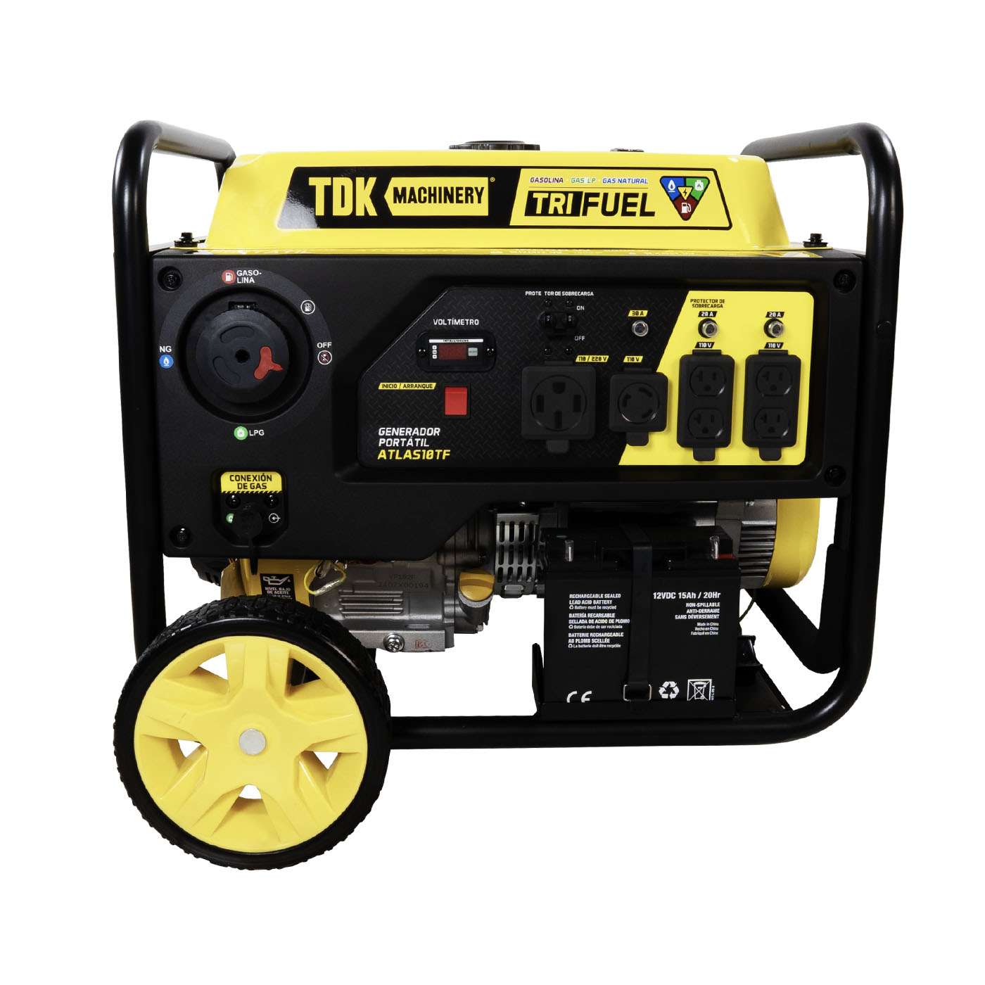 Generador Profesional 3 en 1 Gasolina/Gas Lp/Gas Natural TDK Machinery 10KW 110v/220v - ATLAS10TF