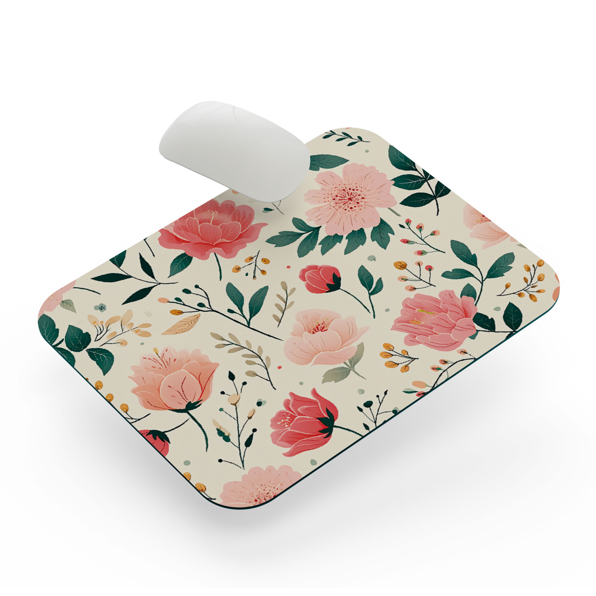 Mouse Pad de 22 * 18cm, Diseño de Flores Mouse Mat de Antideslizante Natural en Neopreno, Alfombrilla de Mouse para Juego Color Duradero de Textura