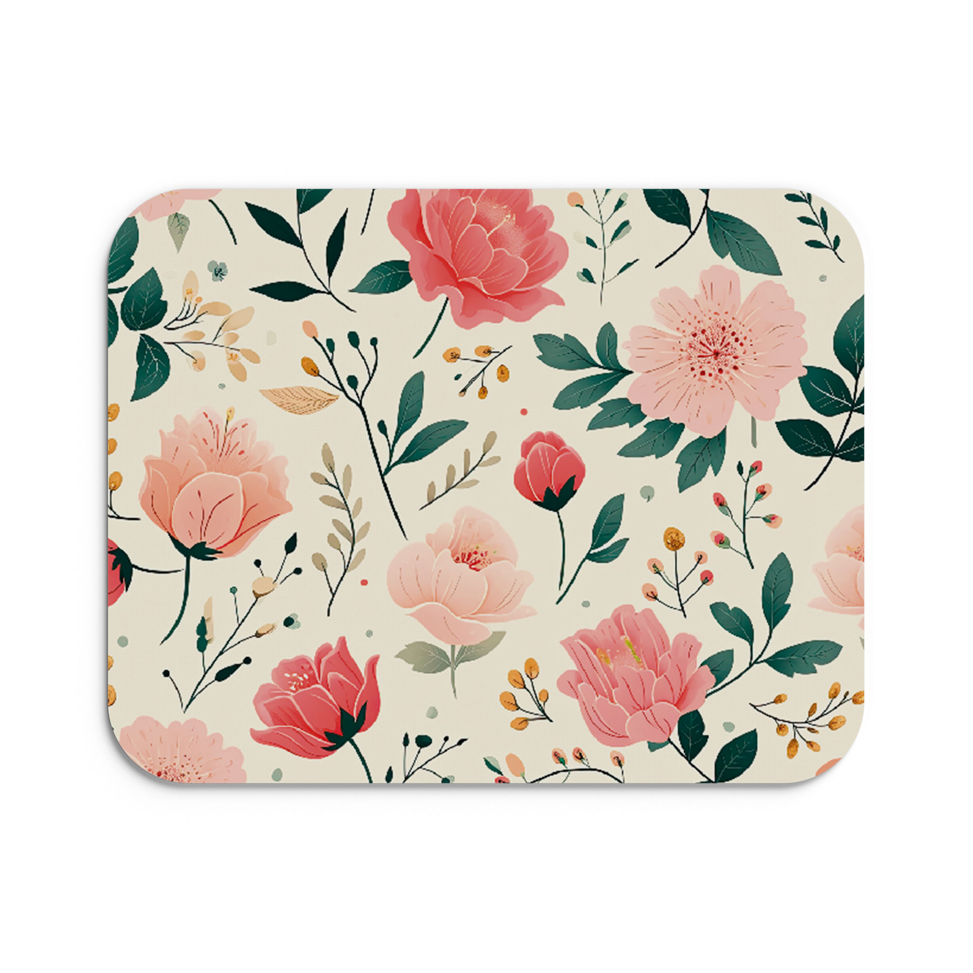 Mouse Pad de 22 * 18cm, Diseño de Flores Mouse Mat de Antideslizante Natural en Neopreno, Alfombrilla de Mouse para Juego Color Duradero de Textura