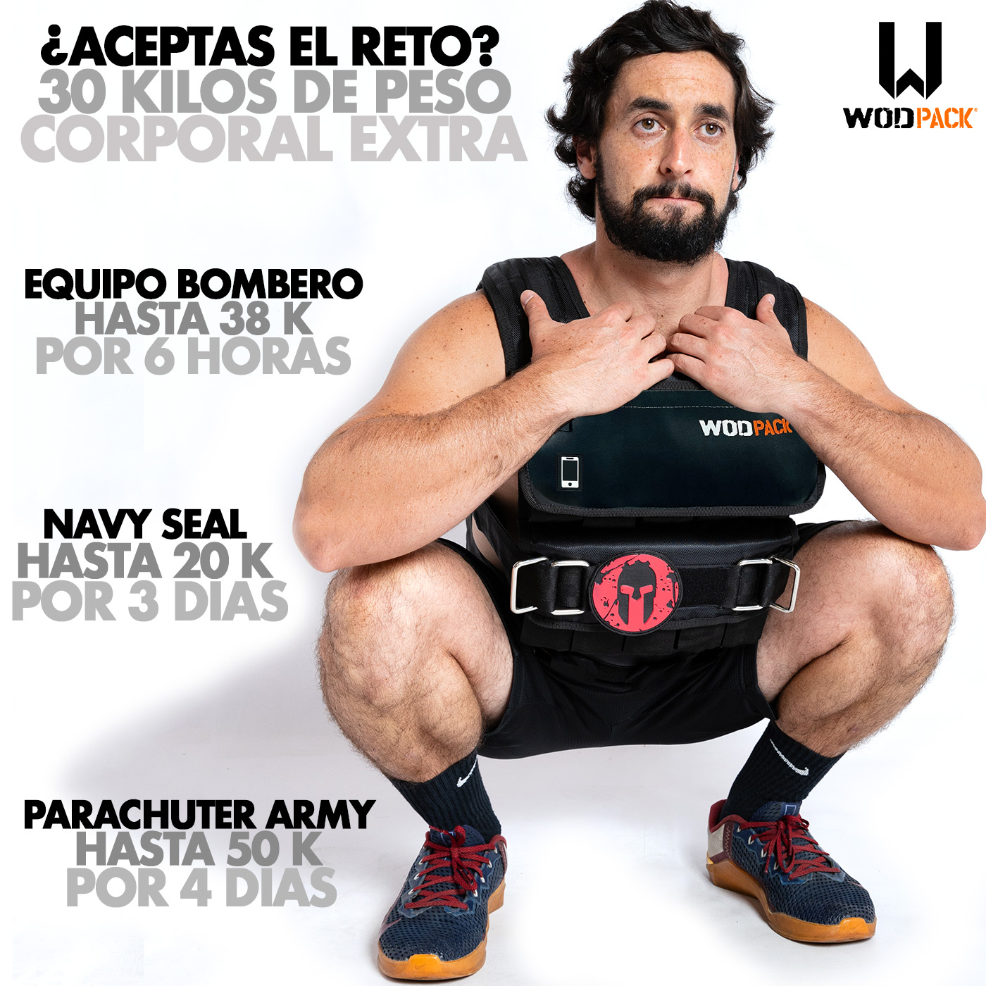 Chaleco de peso Men 30 K Black WODPACK, Rucking, Crossfit, Calistenia.
