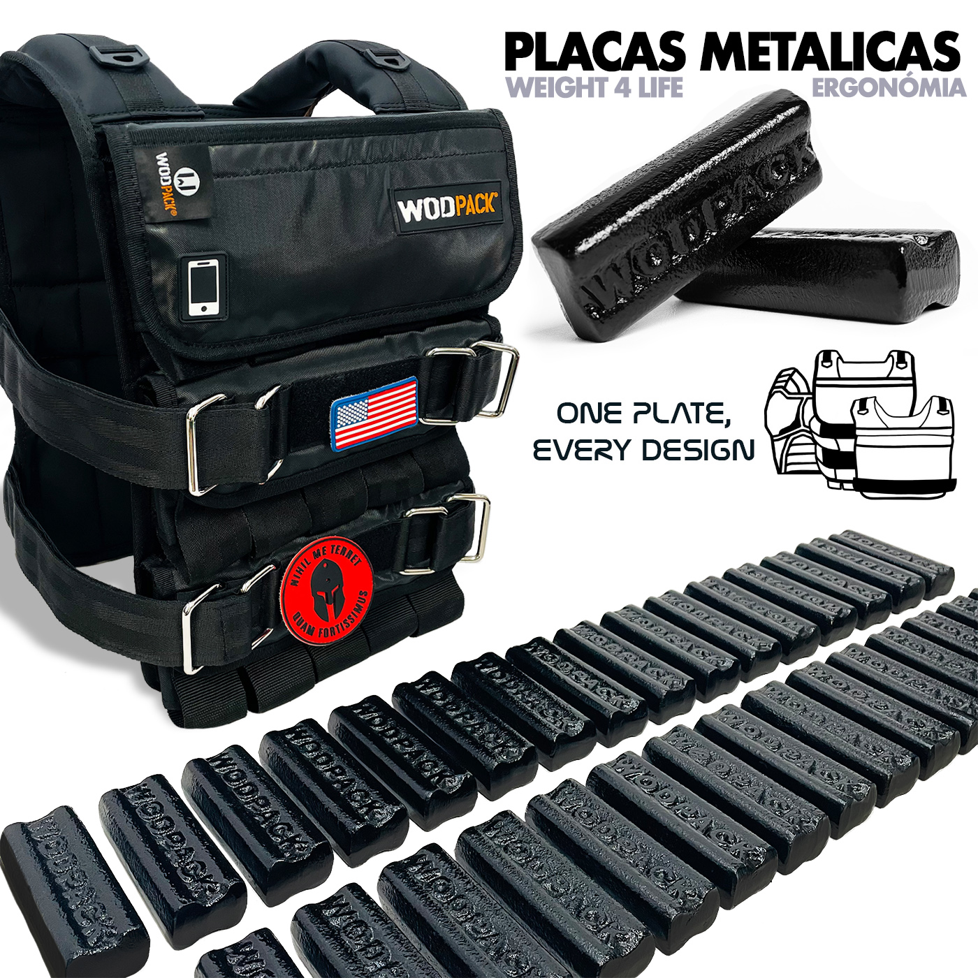 Chaleco de peso Men 30 K Black WODPACK, Rucking, Crossfit, Calistenia.