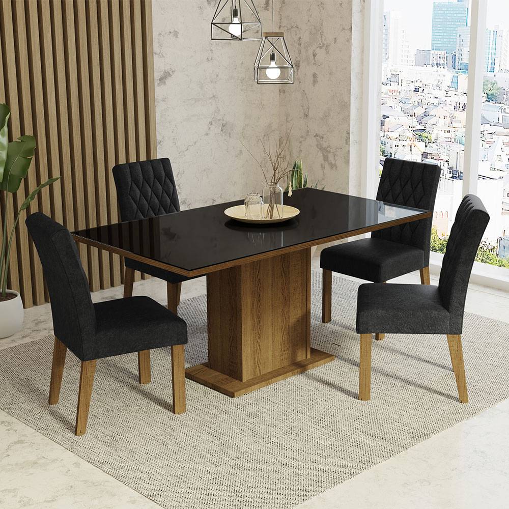 Juego de Comedor Mesa de Vidrio 4 Sillas Madesa Oxford 11 MN