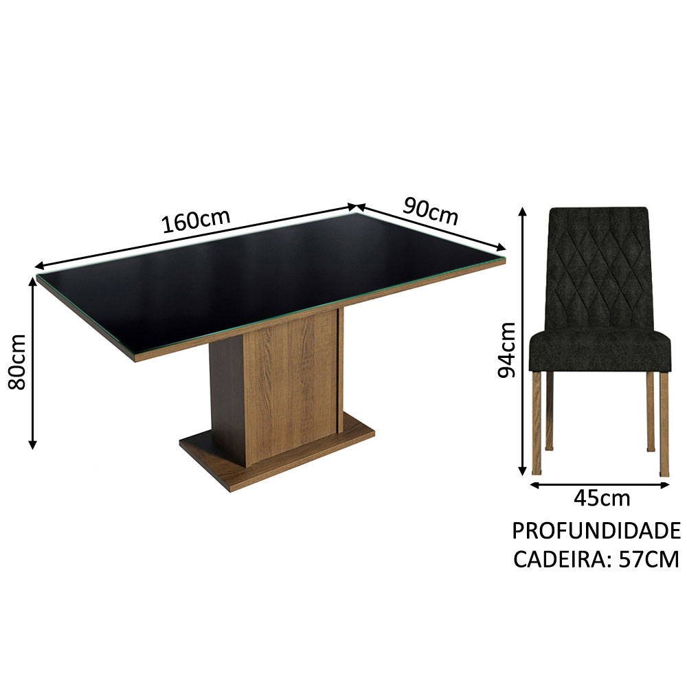 Juego de Comedor Mesa de Vidrio 4 Sillas Madesa Oxford 11 MN