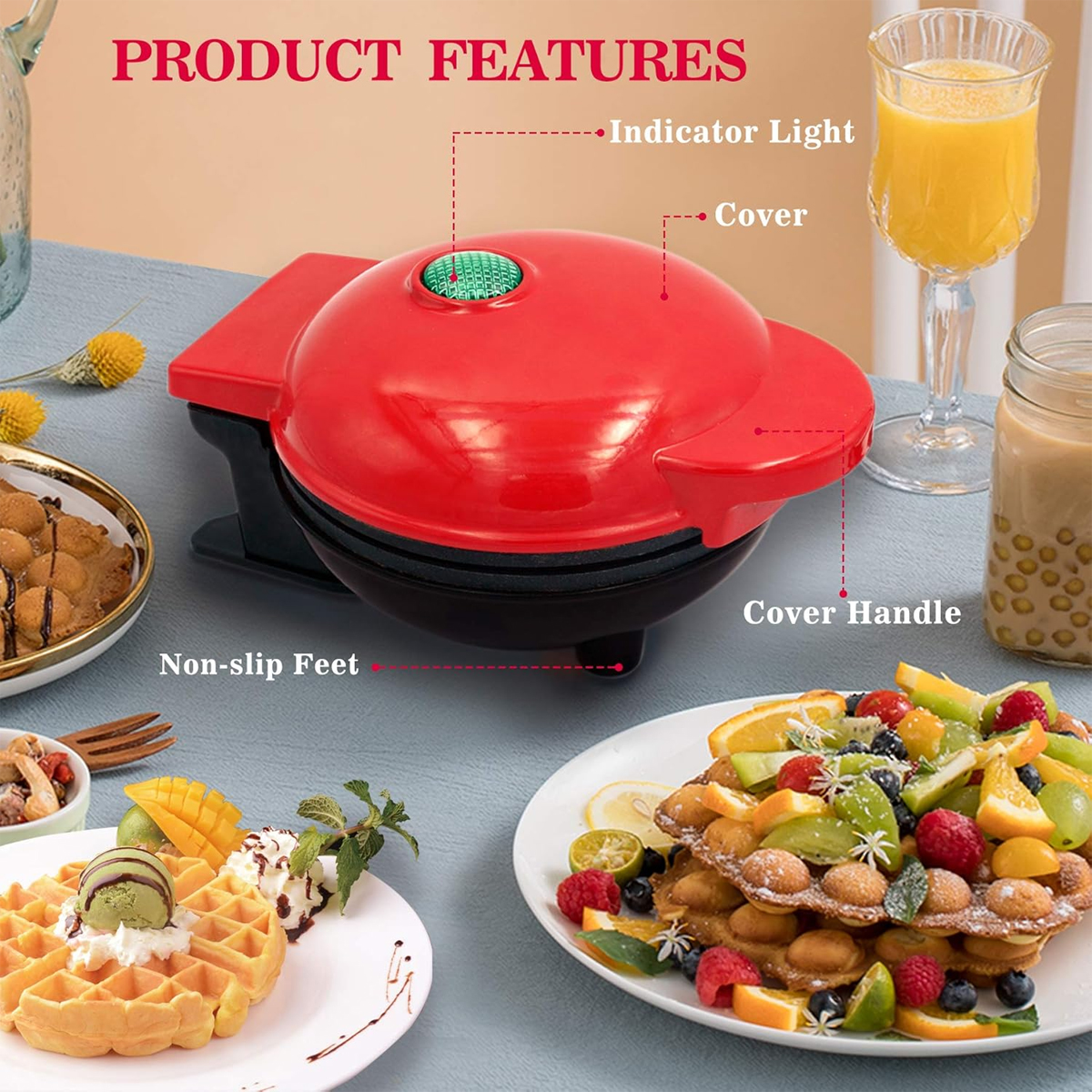 Mini Wafflera Electrica Personal Antiadherente Facil De Limpiar