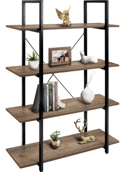 Librero Madera Estante Minimalista 4 Repisas Tipo Boho