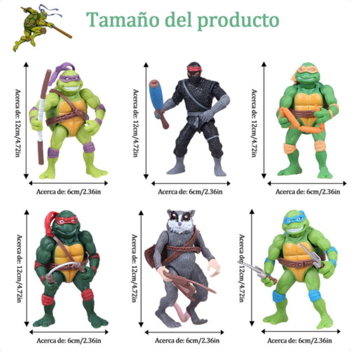 6 Piezas Tortugas Ninja Mutant Juguete Regalo