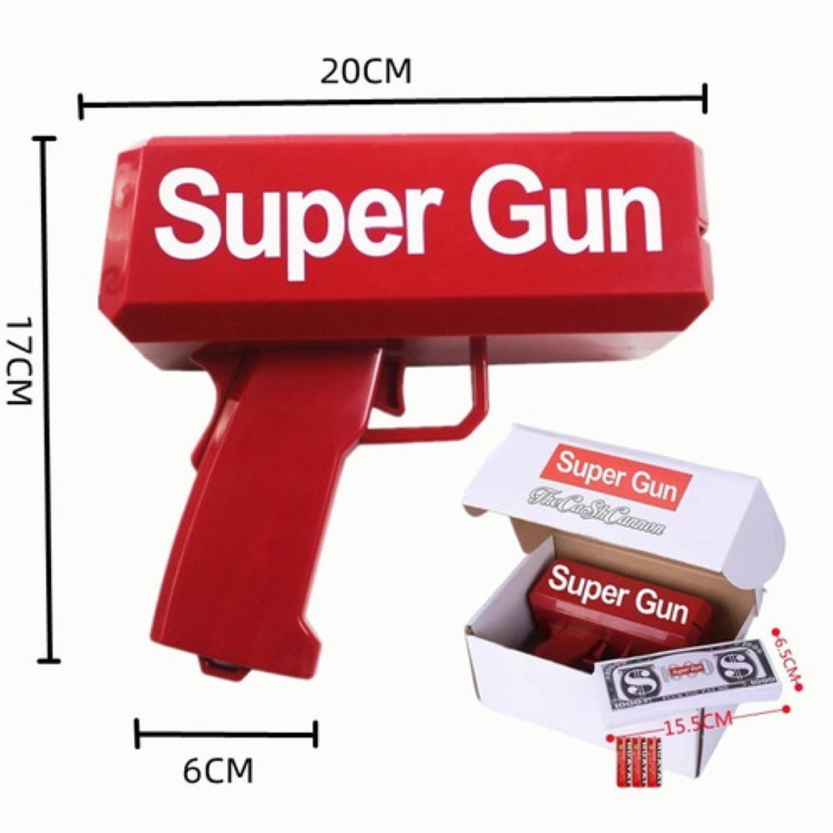 Pistola Lanza Billetes Cash Money Super Gun Juguete Boda