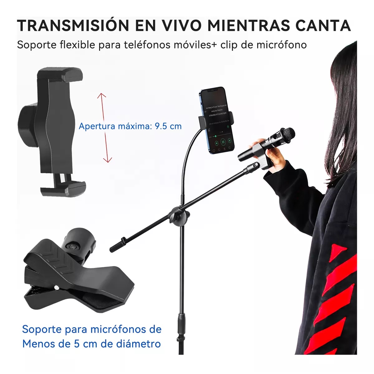 Tripie Soporte Para Micrófono Con Teléfono Pedestal Atril