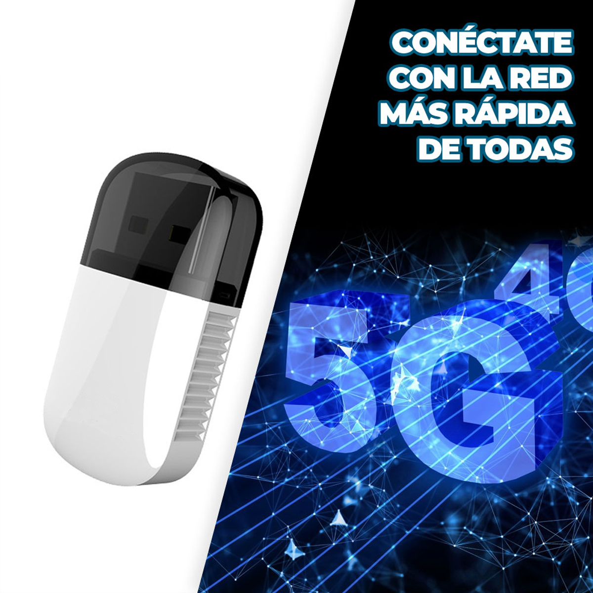 Mini Adaptador USB Wifi Inalámbrico 5G Y Bluetooth 2 En 1