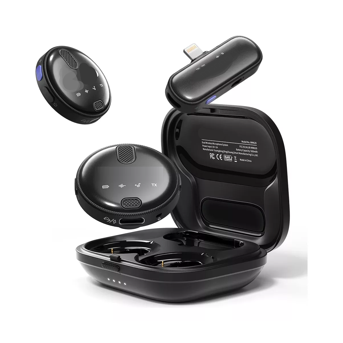 Microfono Inalambrico de Solapa para iPhone, Microfono Lavalier para Celular 