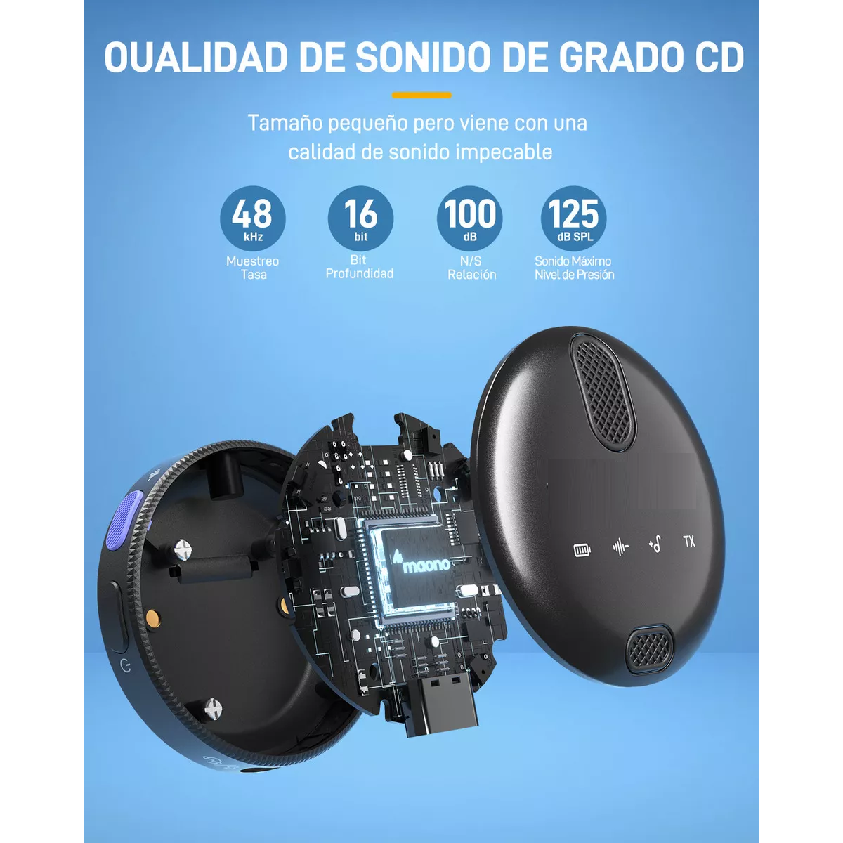 Microfono Inalambrico de Solapa para iPhone, Microfono Lavalier para Celular 