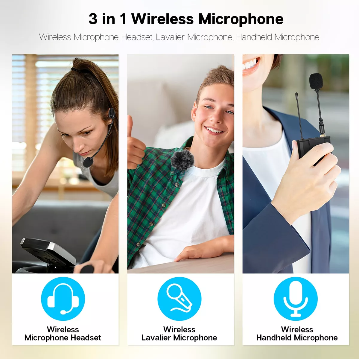 Micrófono Inalámbrico Uhf Bodypack Solapa Con Audífonos 3en1