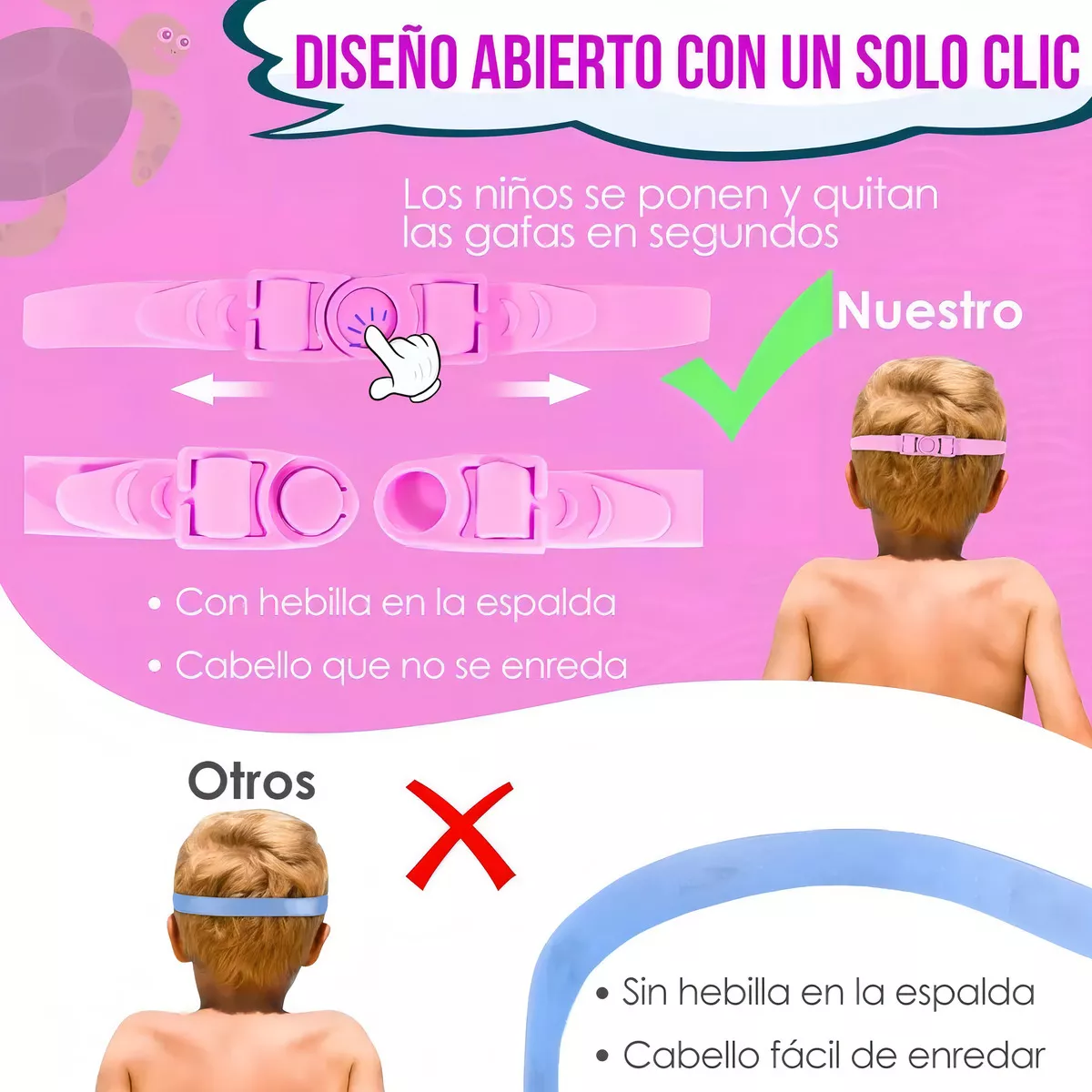 Gafas Goggles Natación Para Niños Antivaho Protección 6 En 1 Rosa