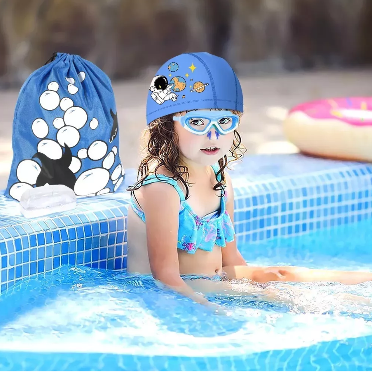 Gafas Goggles Natación Para Niños Antivaho Protección 6 En 1 Azul