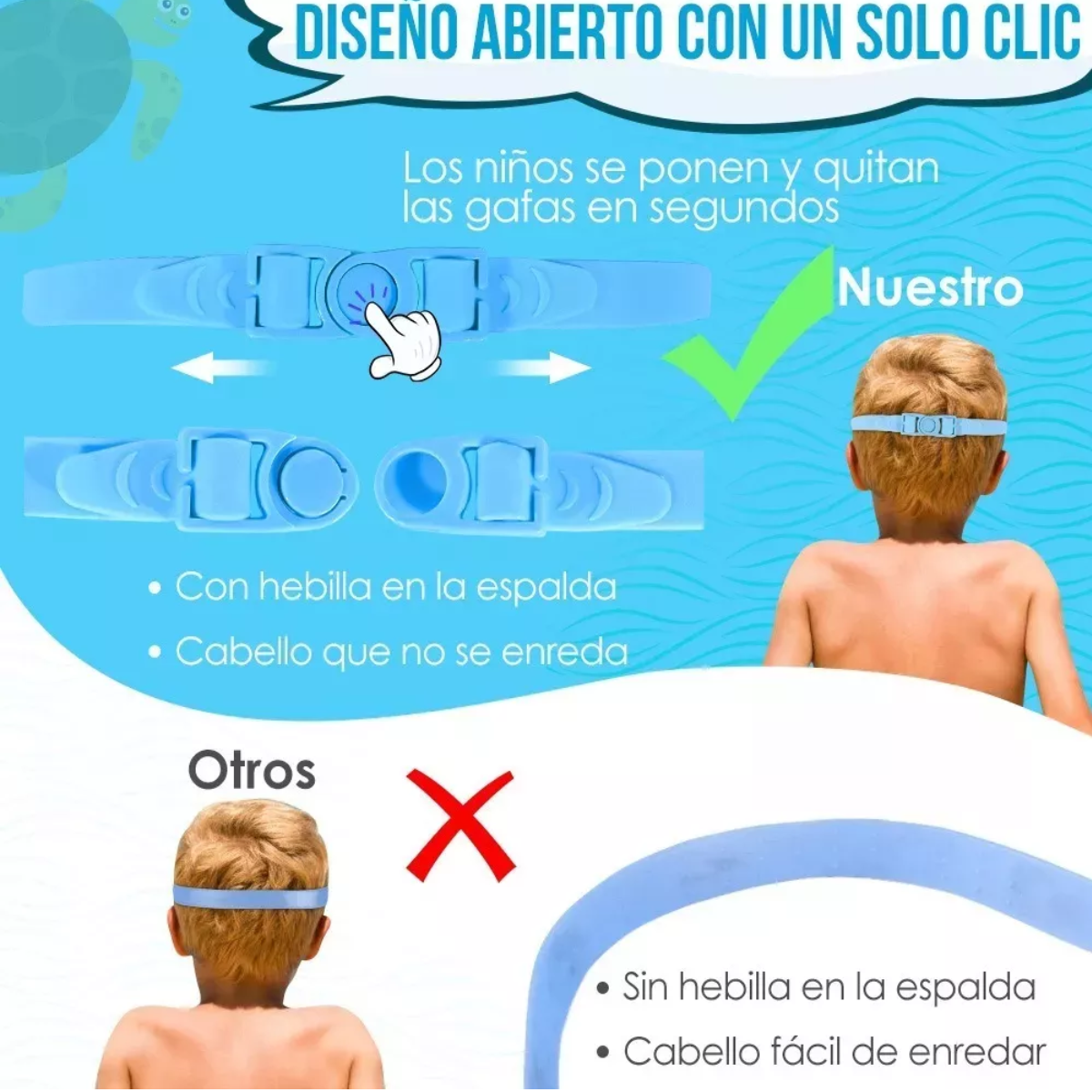 Gafas Goggles Natación Para Niños Antivaho Protección 6 En 1 Azul