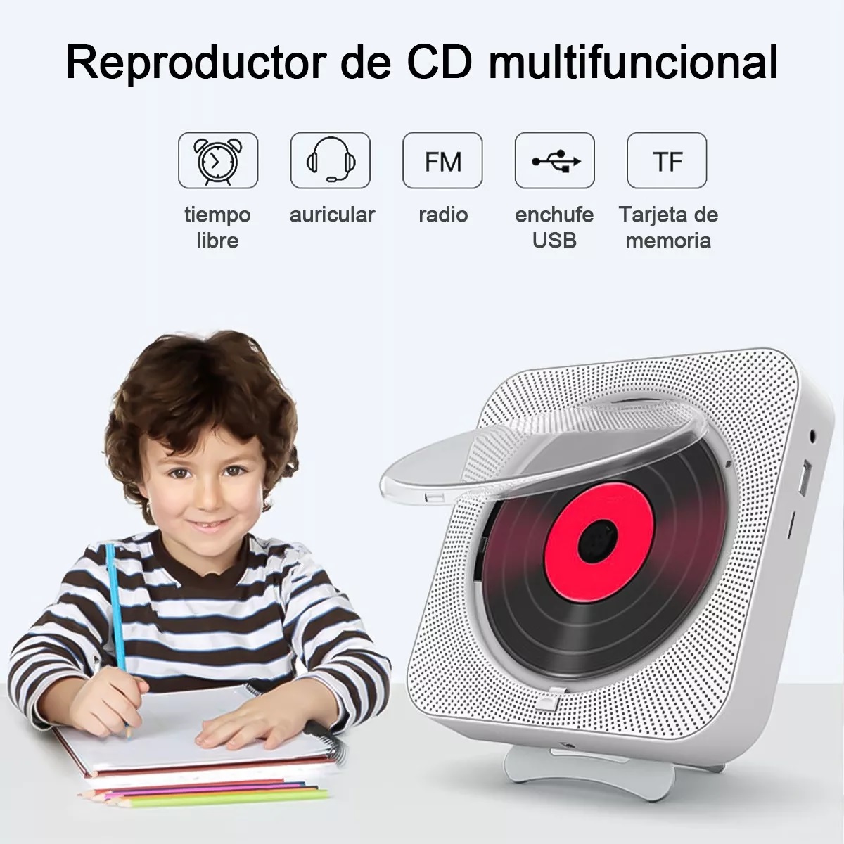 Portatil Música Reproductor Cd Player Bluetooth Radiofm Mp3