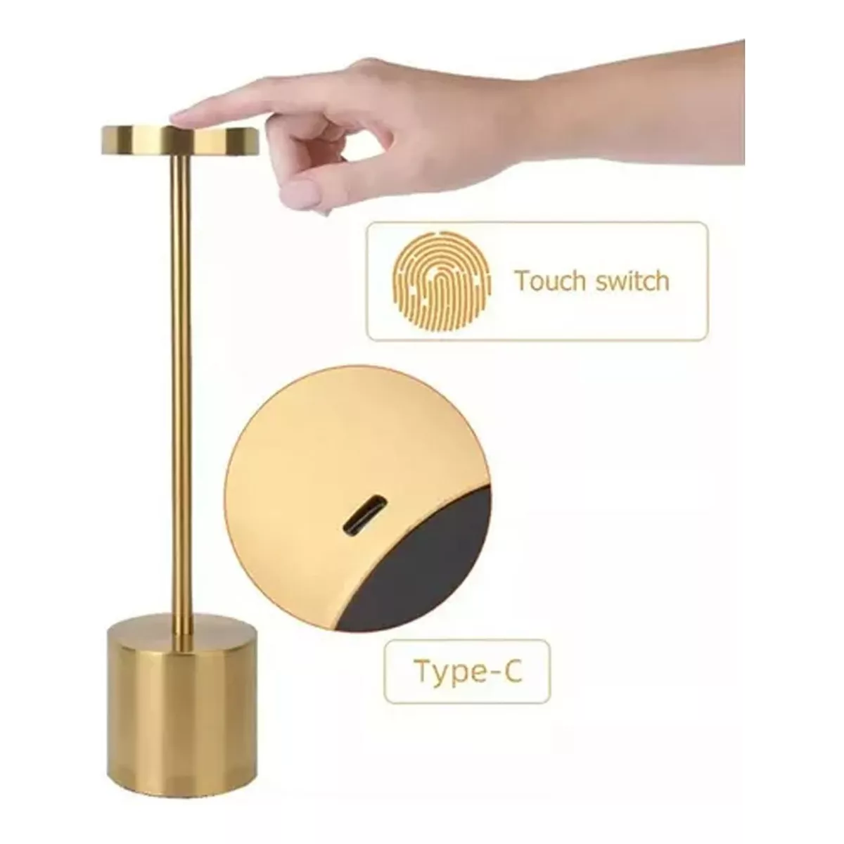 Lámpara De Mesa Recargable, Lámpara Inalámbrica Color Cobre