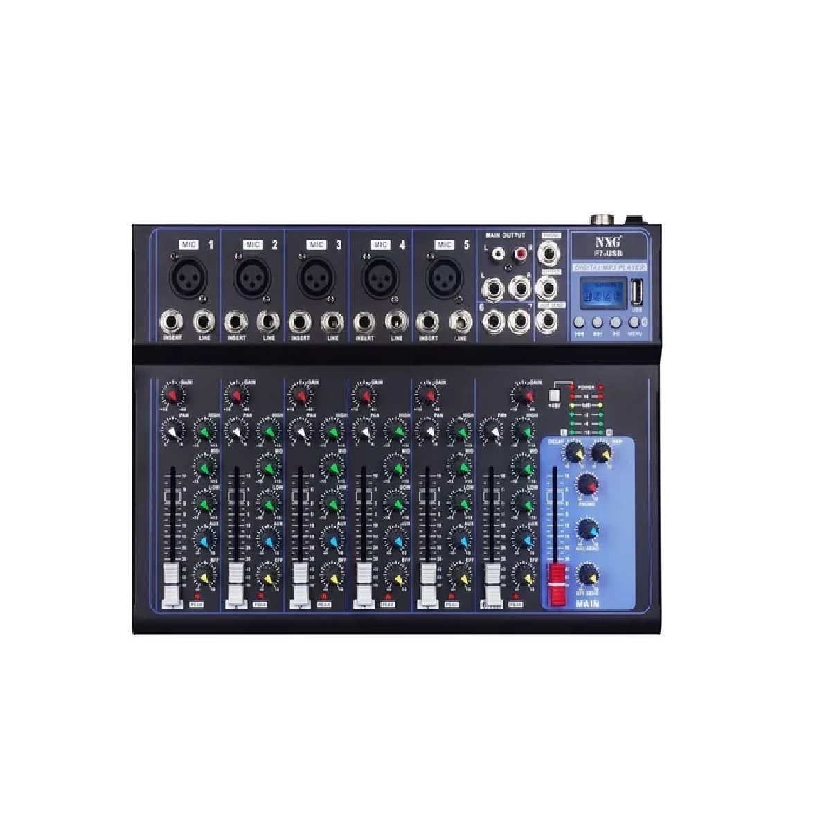 Mezcladora Pasiva 7 Canales Con Bluetooth Phantom Usb